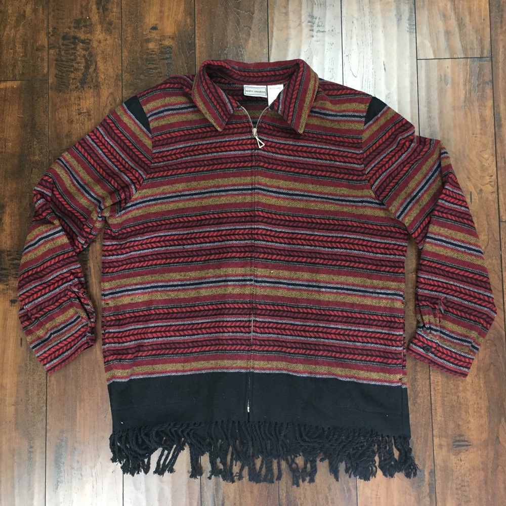 NAPA VALLEY Women’s Long Sleeve Poncho Zip Up Frayed Shirt Size Large